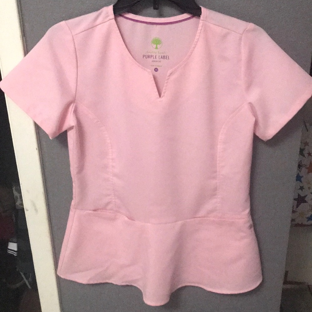 Purple Label junior fit flare scrub top